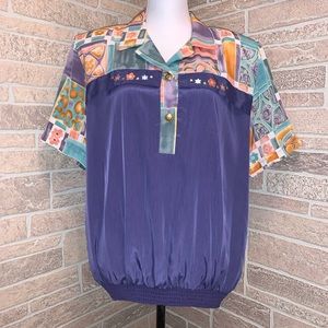 Jordana Vintage Floral Embroidered Womens Blouse